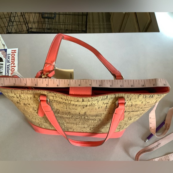 NEW!  Anne Klein, Hot Coral & Cork, Ladies Hand Bag - Picture 14 of 16